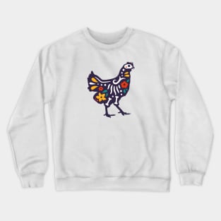 Colorful Day of the Dead Chicken | Dia de los Muertos Animals Crewneck Sweatshirt